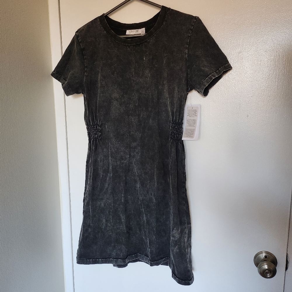 Dillards Black Rocker TShirt Dress Tie Dye Size Small